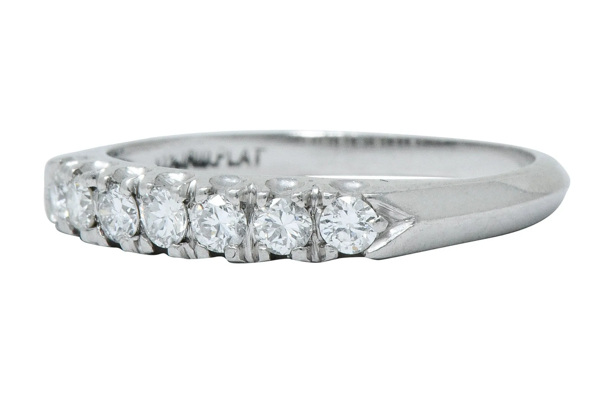 Retro Diamond Platinum Fishtail Anniversary Band Ring