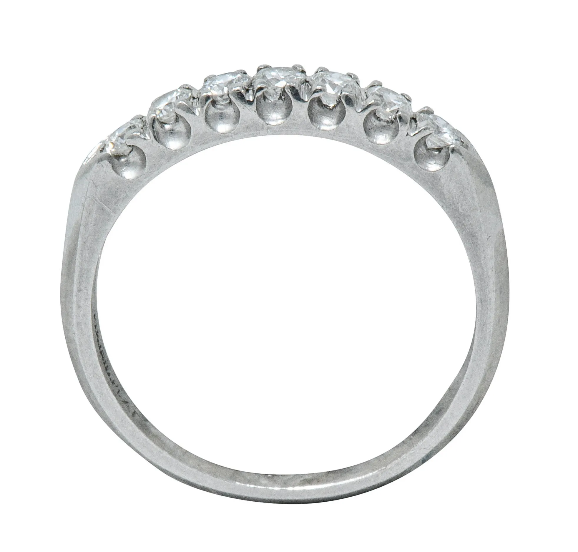 Retro Diamond Platinum Fishtail Anniversary Band Ring