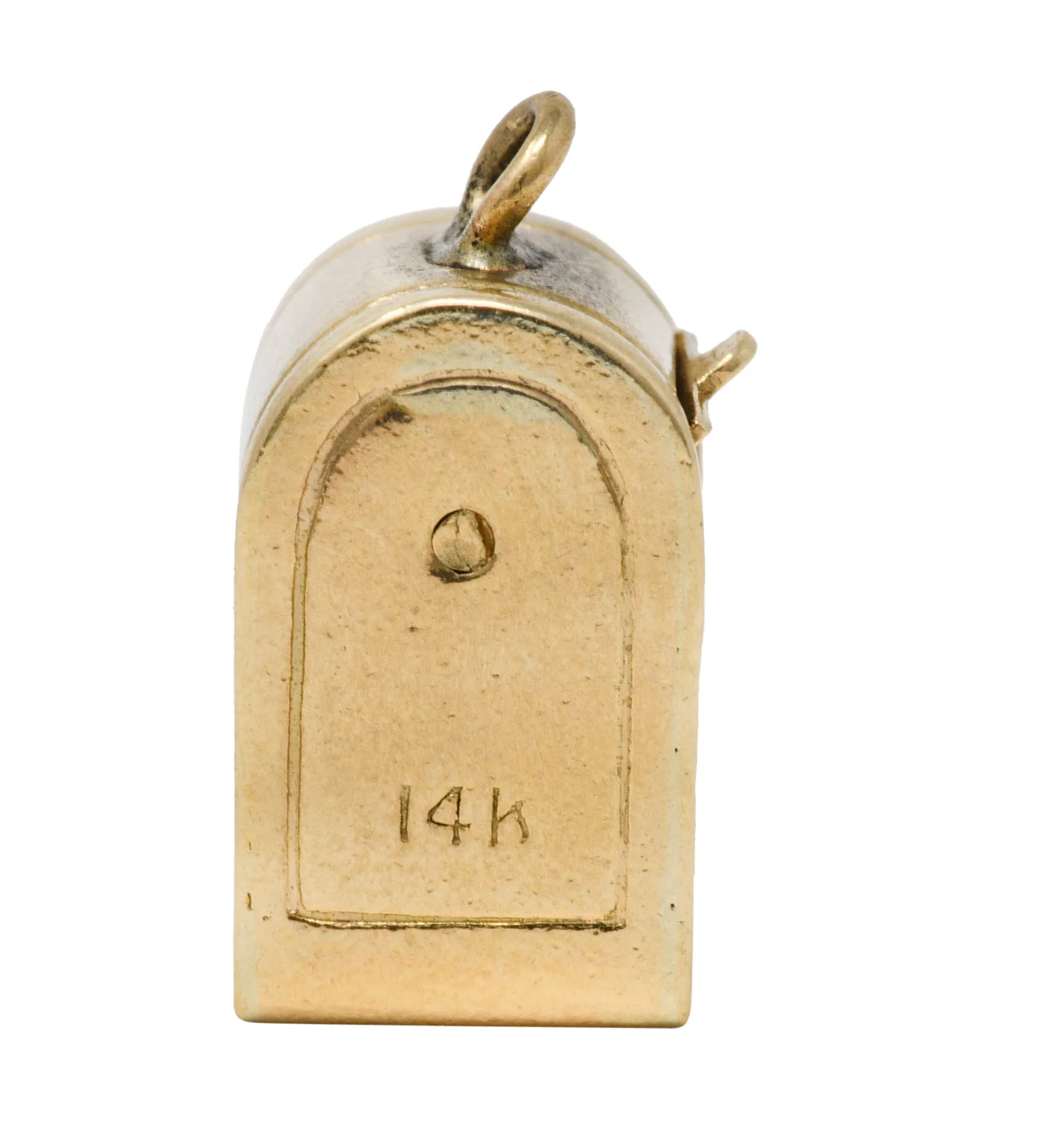 Retro Enamel 14 Karat Gold Love Letter Mailbox Charm