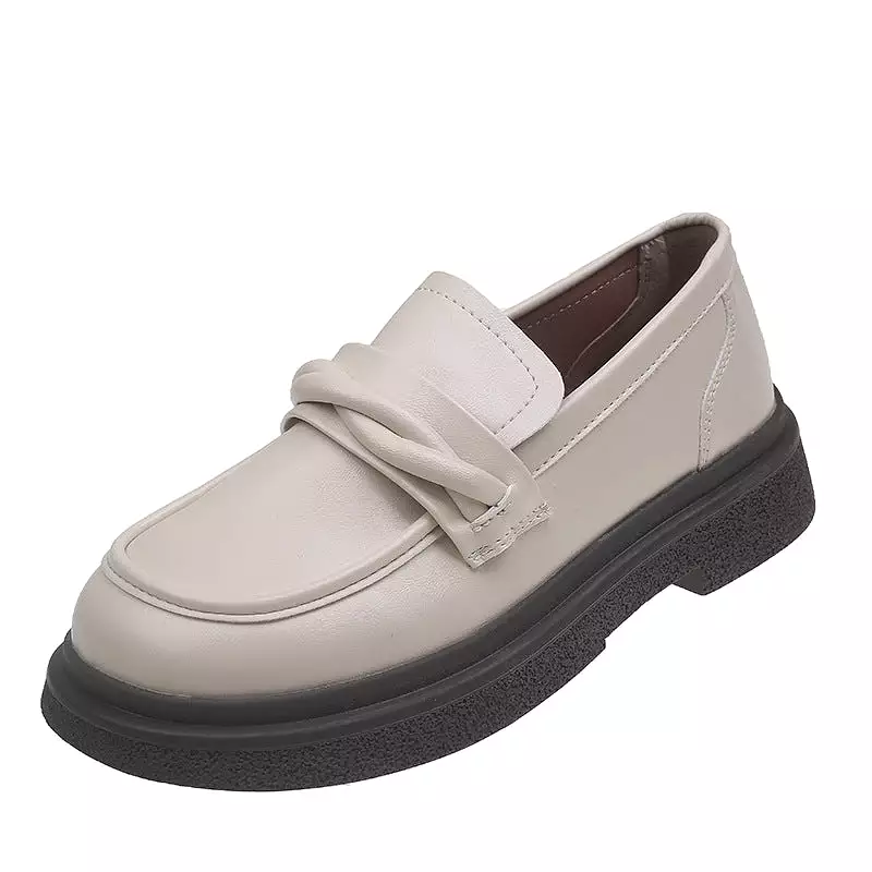 Retro versatile small leather shoes for women