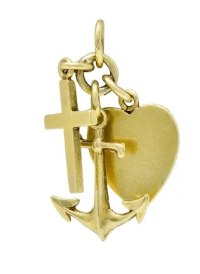 Richardson Mfg. Retro 14 Karat Gold Faith Hope & Love Charm