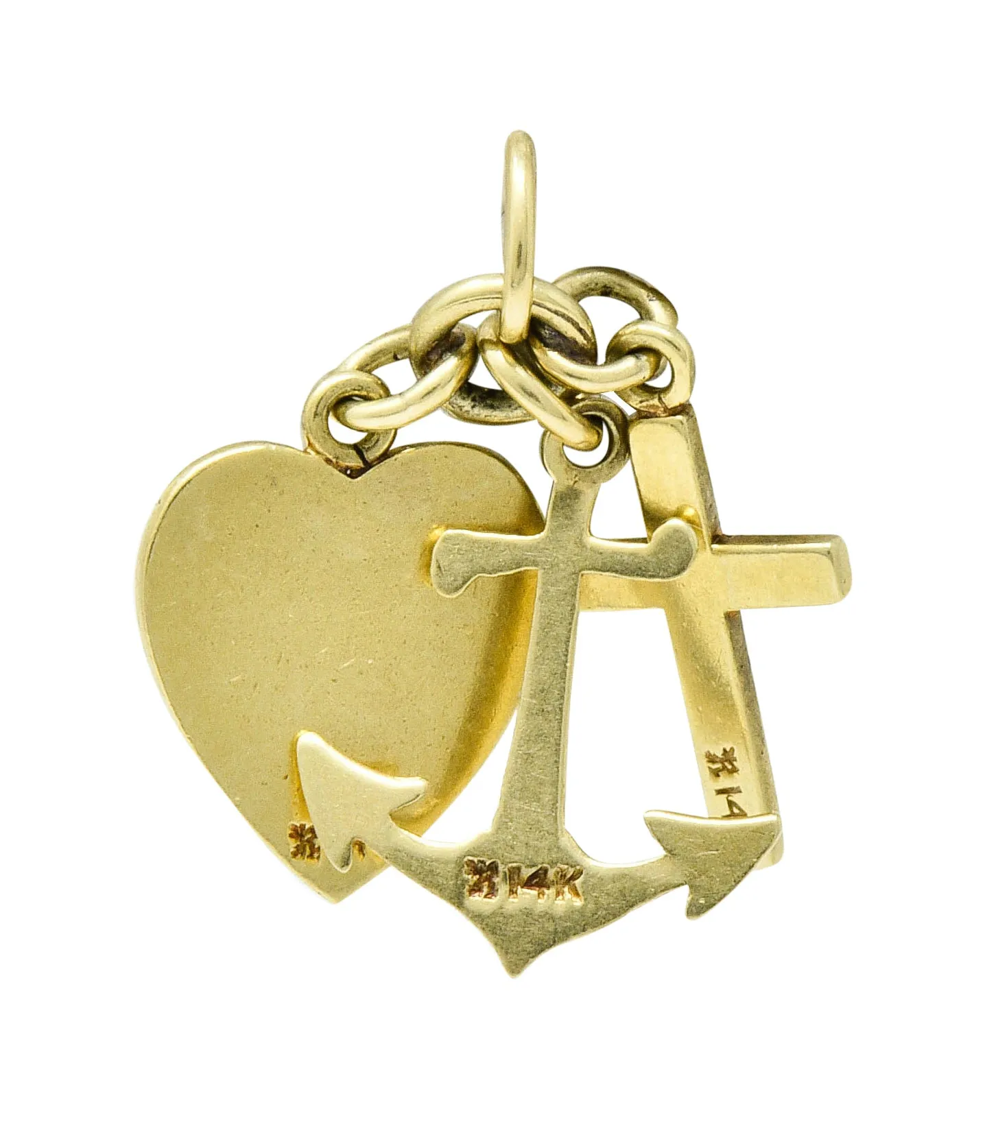 Richardson Mfg. Retro 14 Karat Gold Faith Hope & Love Charm