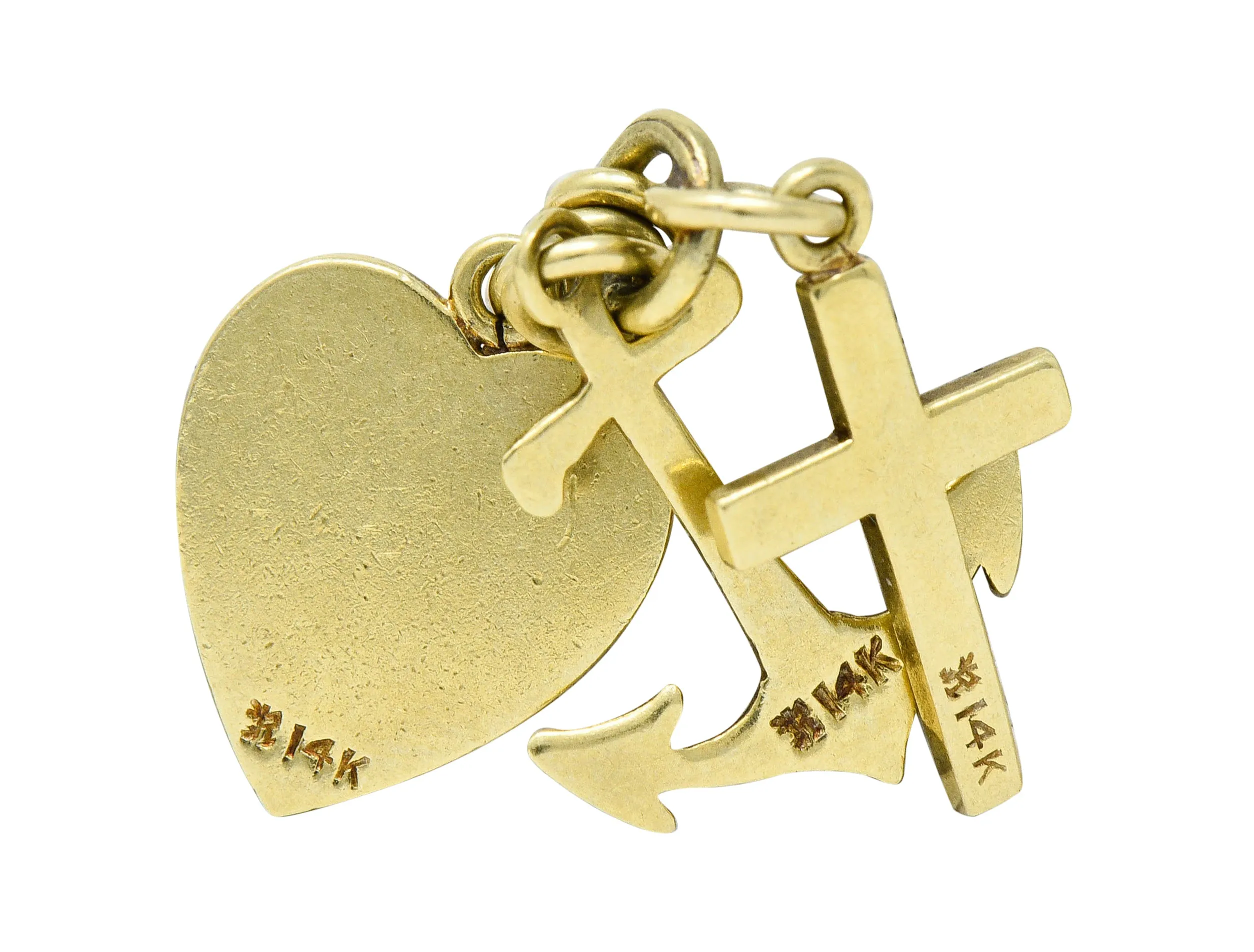 Richardson Mfg. Retro 14 Karat Gold Faith Hope & Love Charm