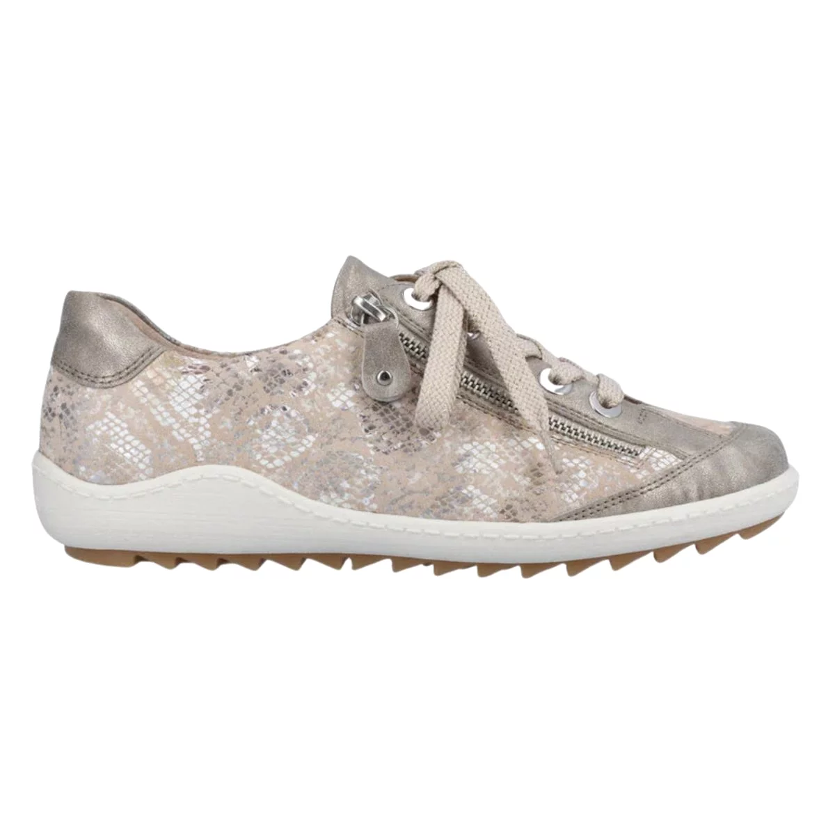 Rieker Women's R1402-62 Waterproof Pearl/Beige Metallic Leather