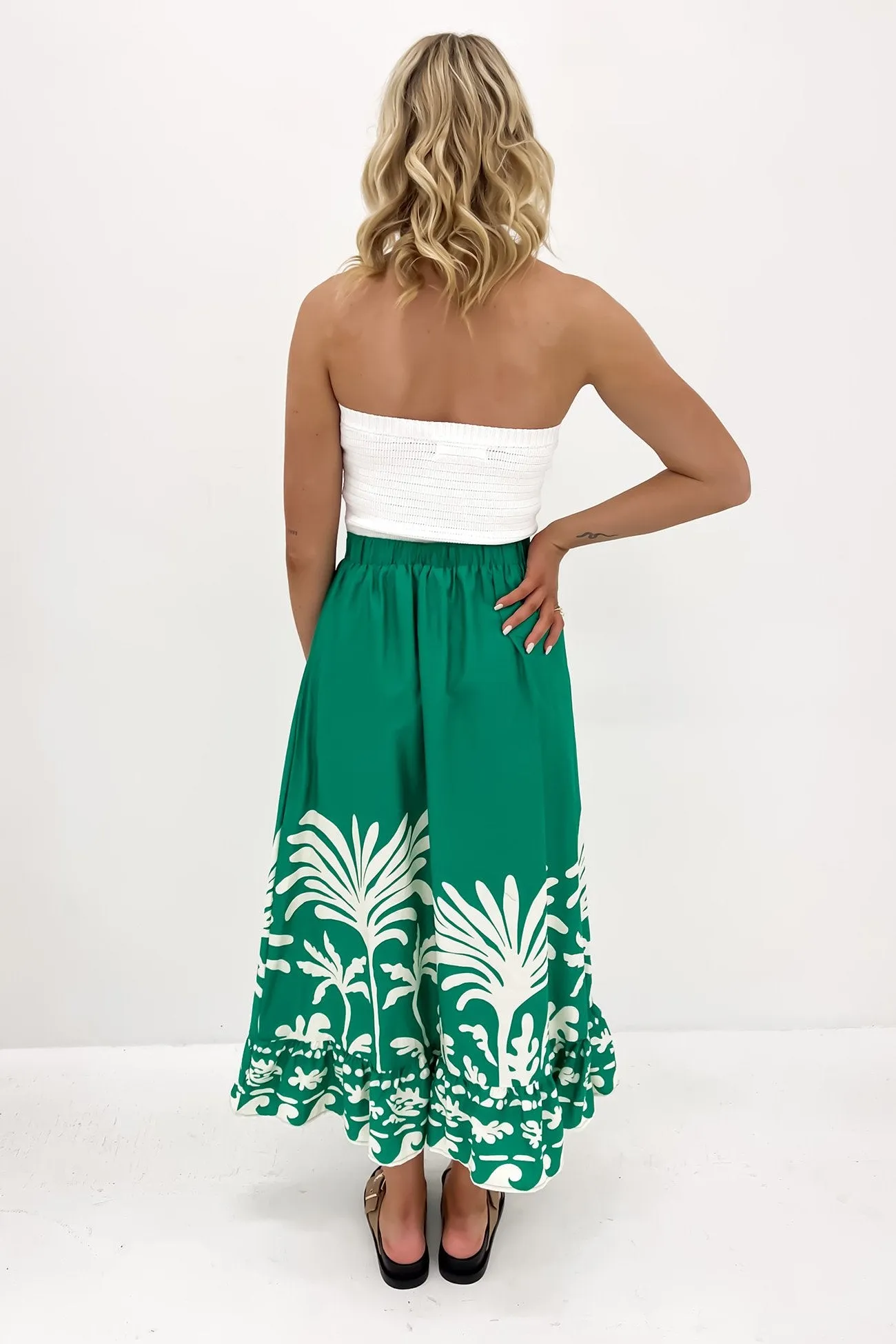 Shae Midi Skirt Green White