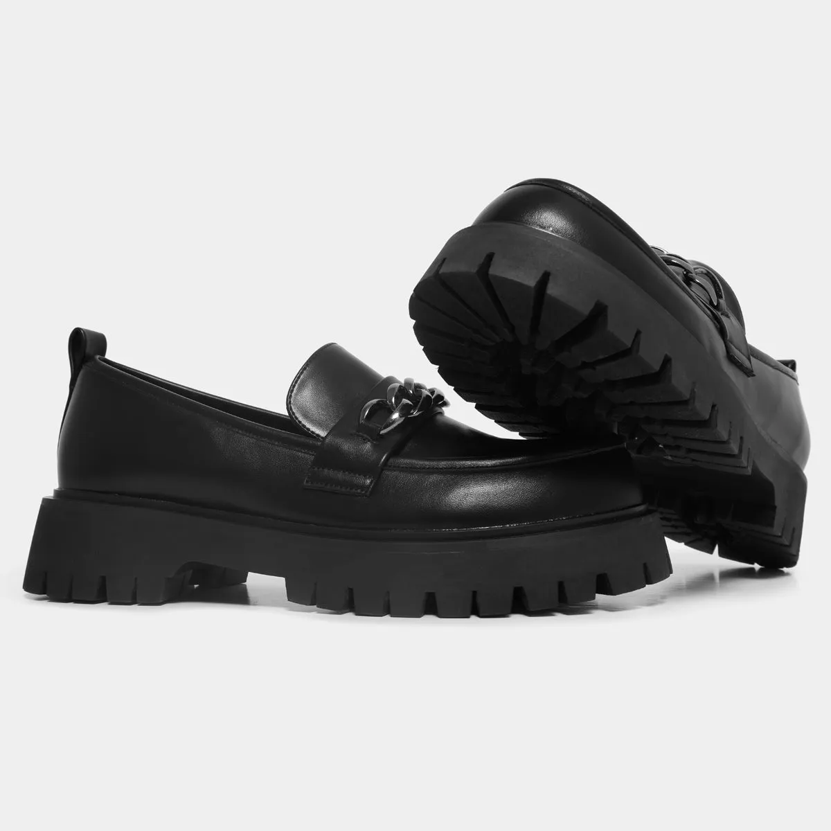 Shenron Men's Chain Black Loafers