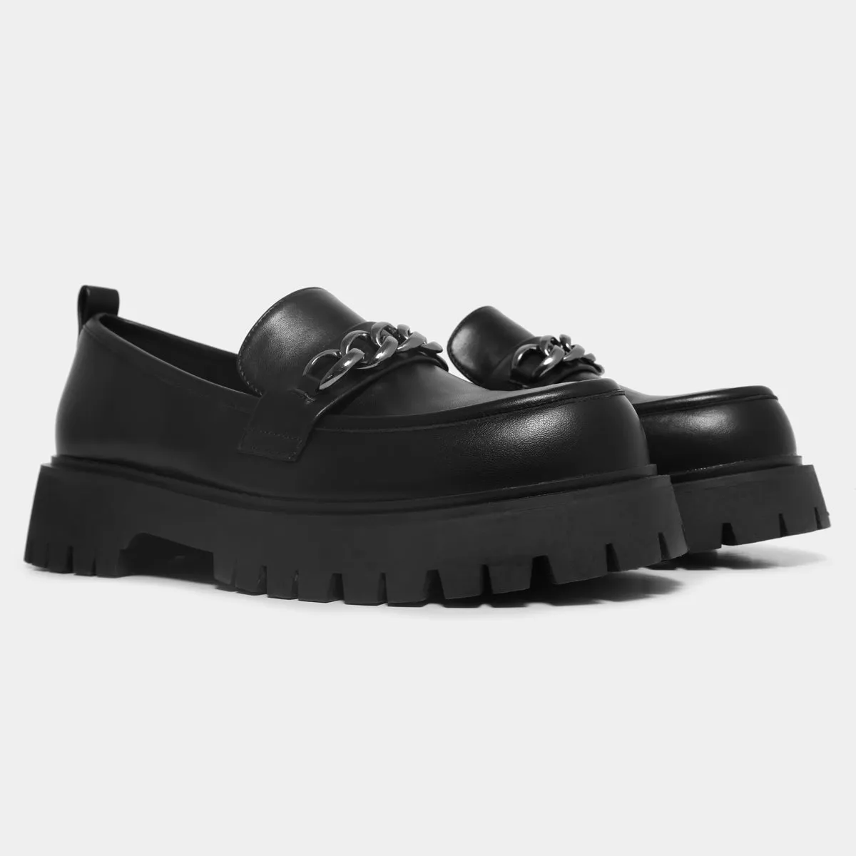 Shenron Men's Chain Black Loafers