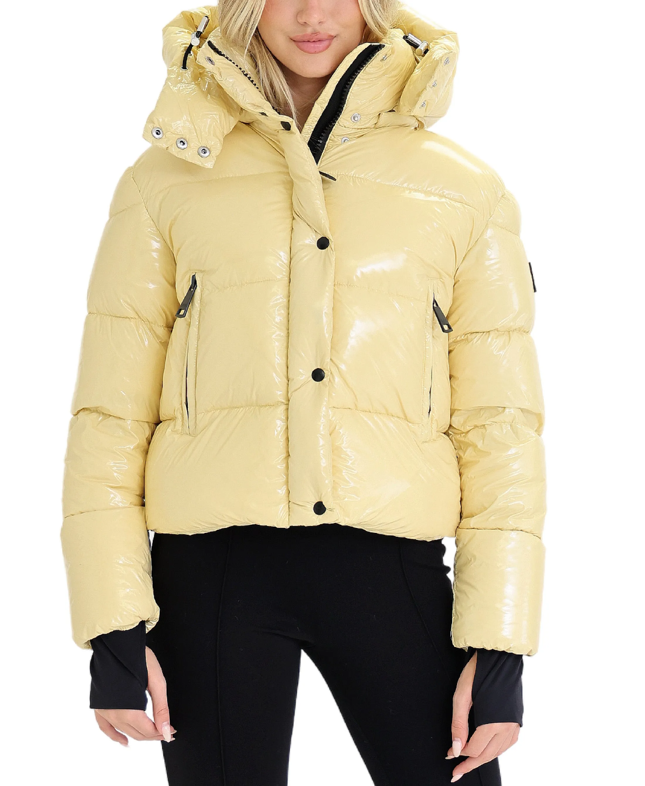 Shiny Puffer Down Crop Jacket