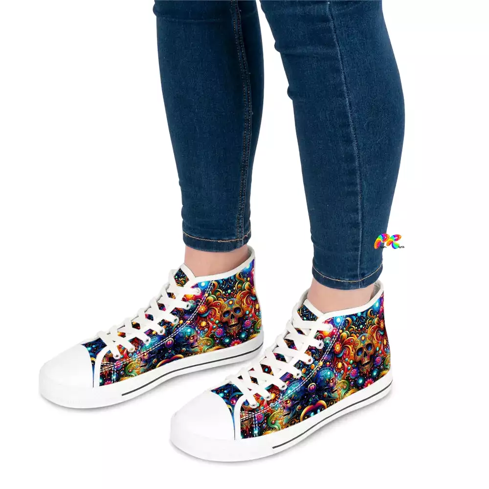 Skull Light Fantasia Rave Women's High Top Sneakers