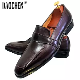 SLIP ON MEN CASUAL SHOE BROWN BLACK GENUINE LEATHER SHOES FOR MEN