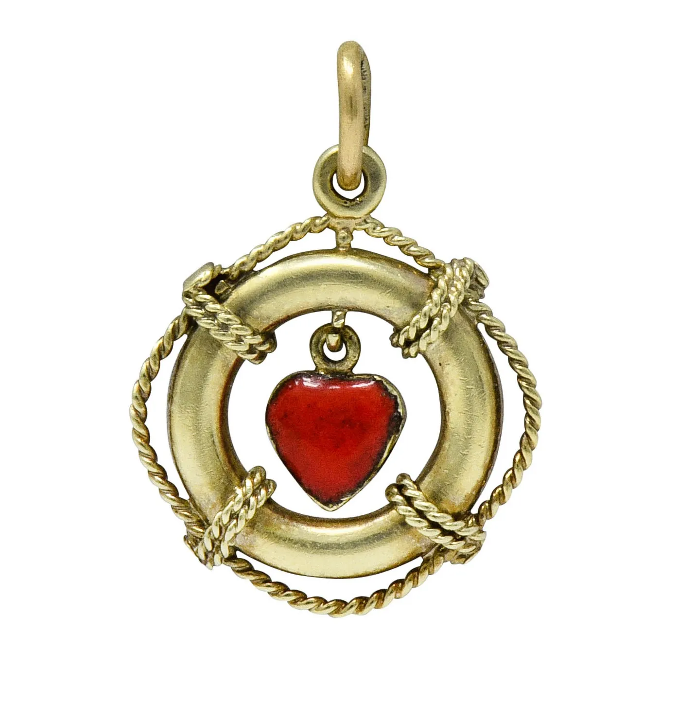 Sloan & Co. Retro 14 Karat Gold Articulated Heart Life Preserver Charm