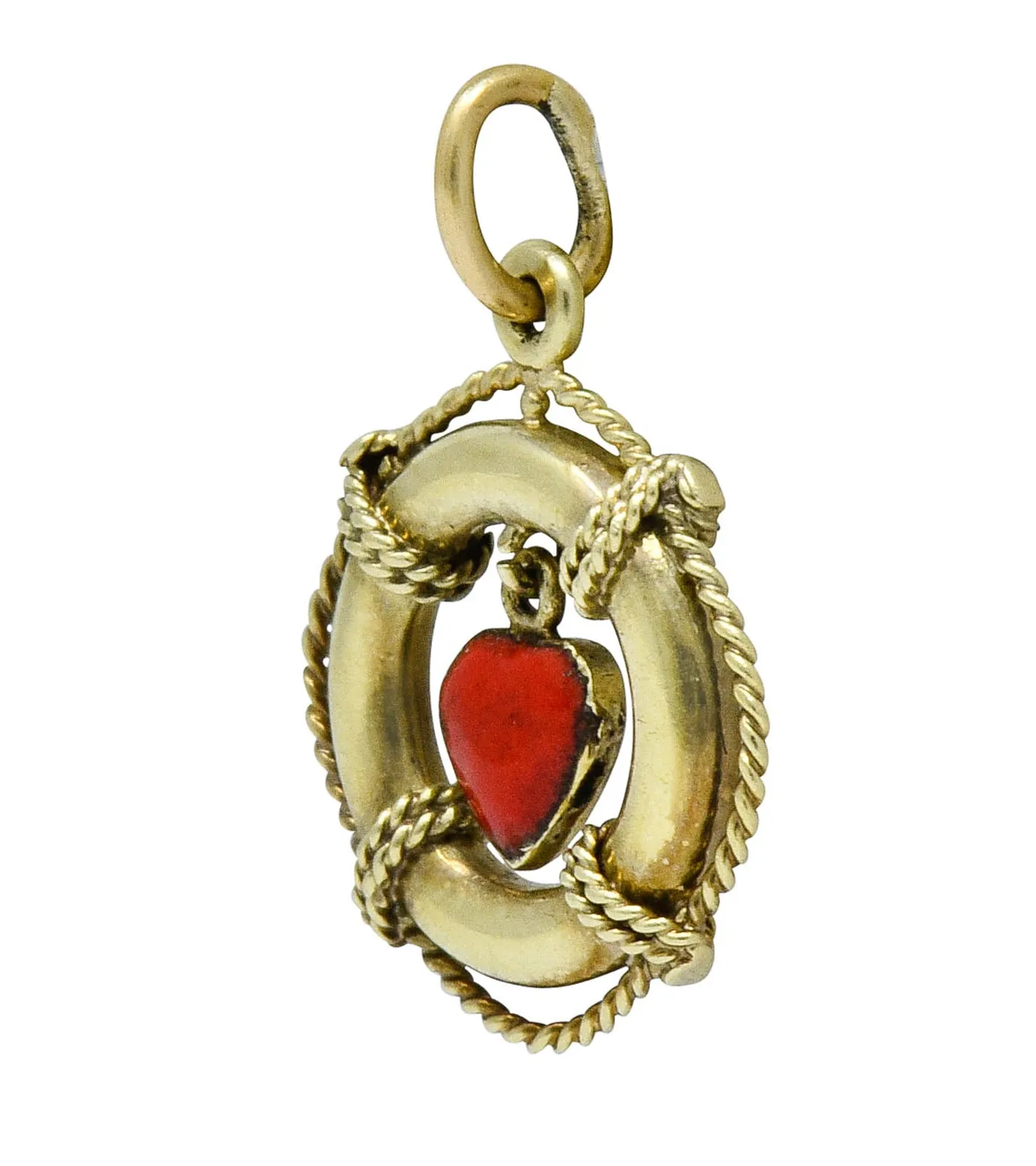 Sloan & Co. Retro 14 Karat Gold Articulated Heart Life Preserver Charm