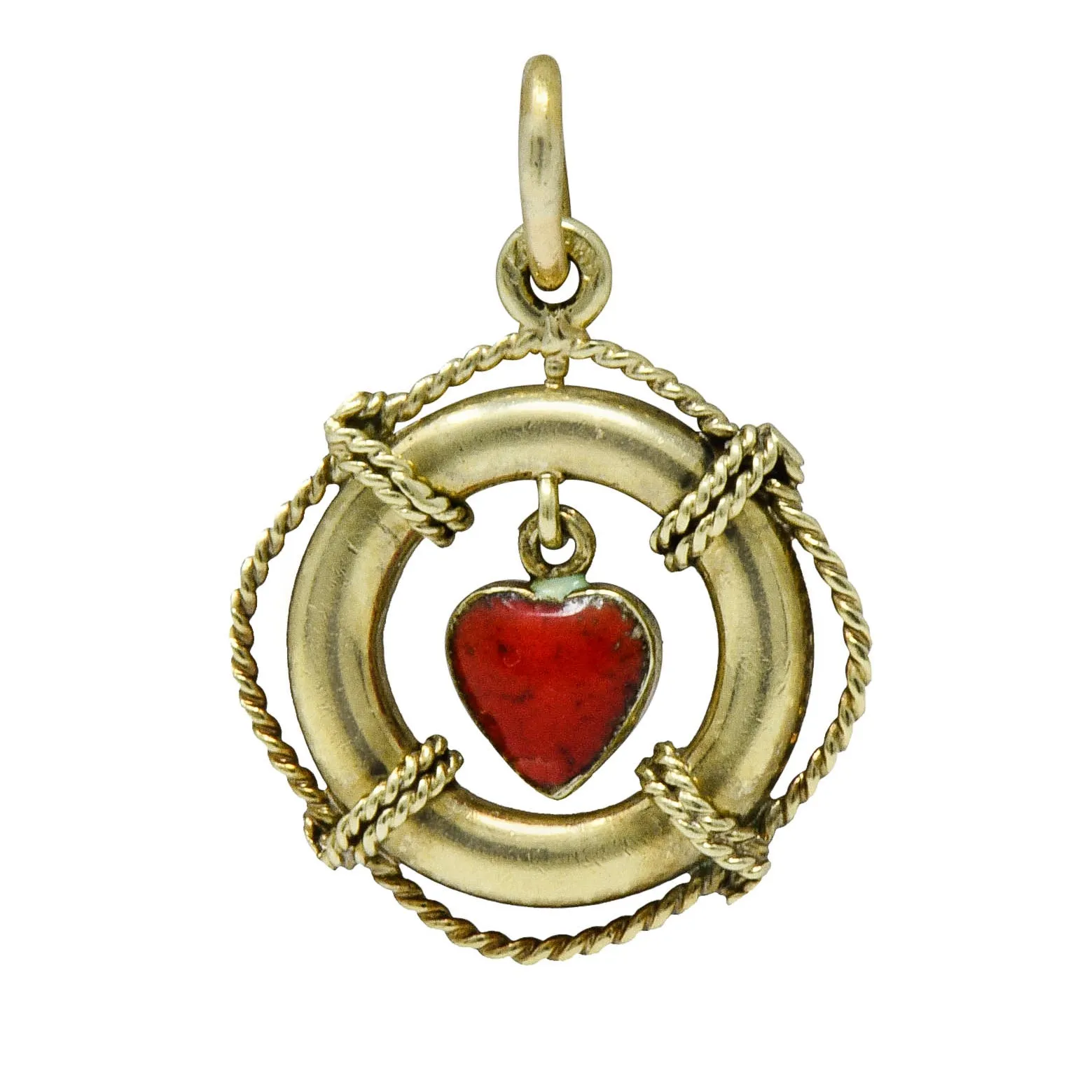 Sloan & Co. Retro 14 Karat Gold Articulated Heart Life Preserver Charm