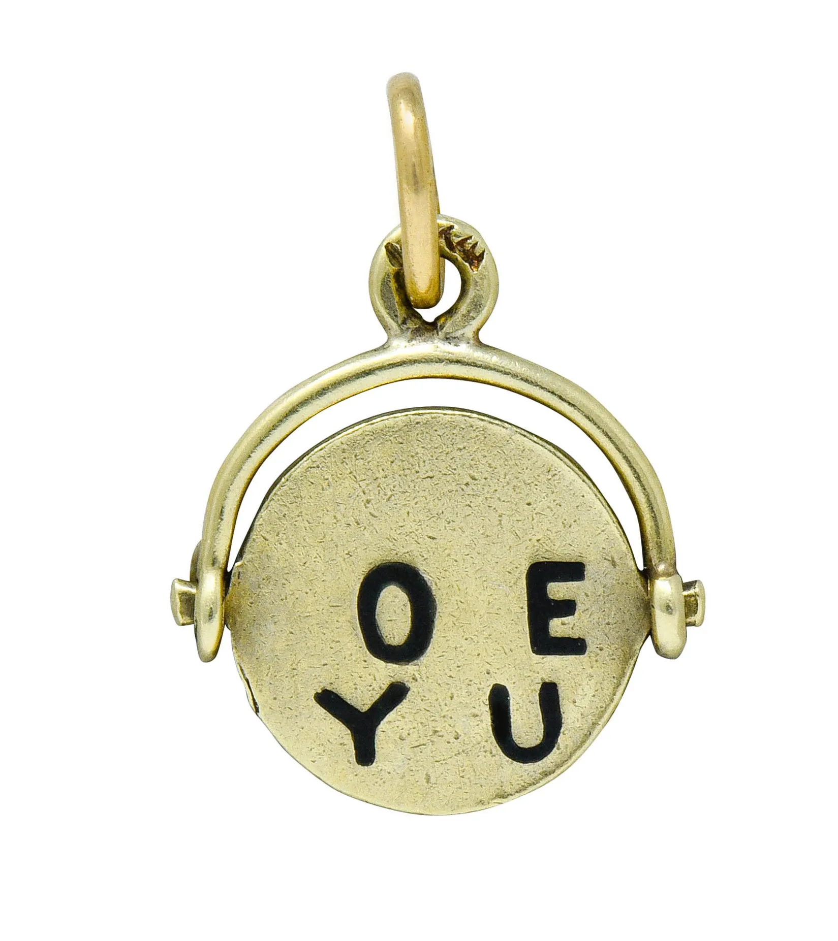 Sloan & Co. Retro 14 Karat Gold Thaumatrope I Love You Charm