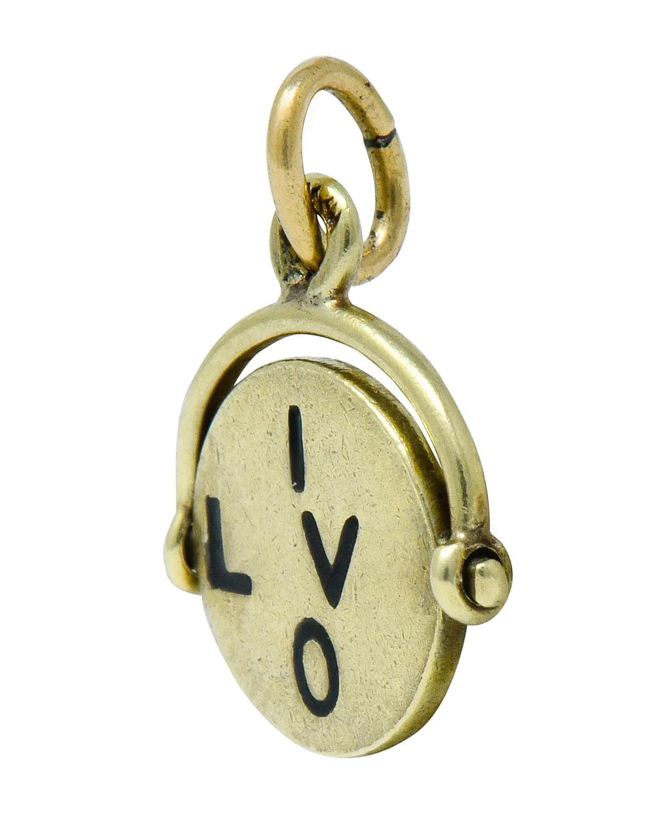 Sloan & Co. Retro 14 Karat Gold Thaumatrope I Love You Charm