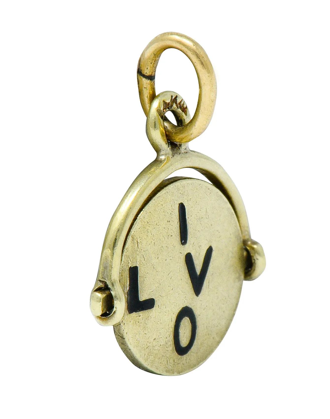 Sloan & Co. Retro 14 Karat Gold Thaumatrope I Love You Charm