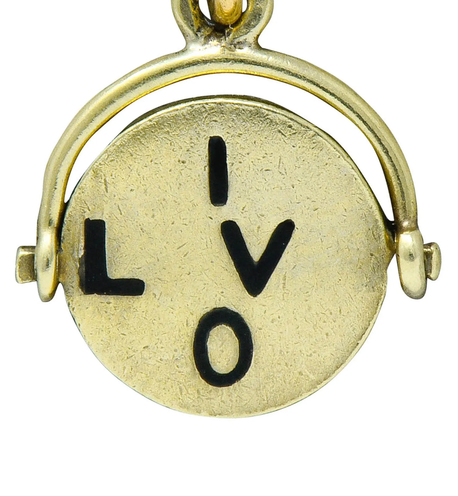 Sloan & Co. Retro 14 Karat Gold Thaumatrope I Love You Charm