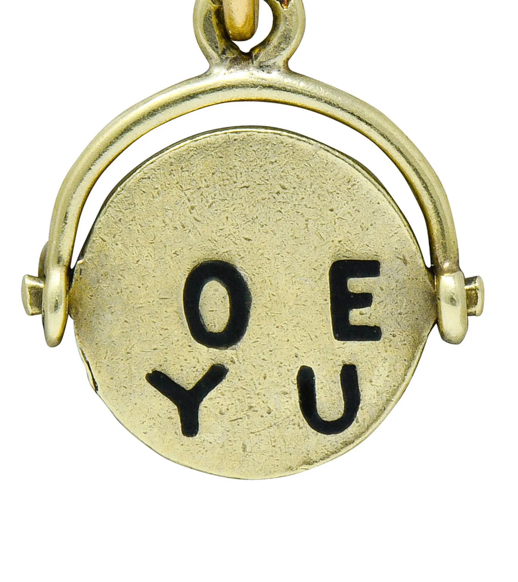 Sloan & Co. Retro 14 Karat Gold Thaumatrope I Love You Charm