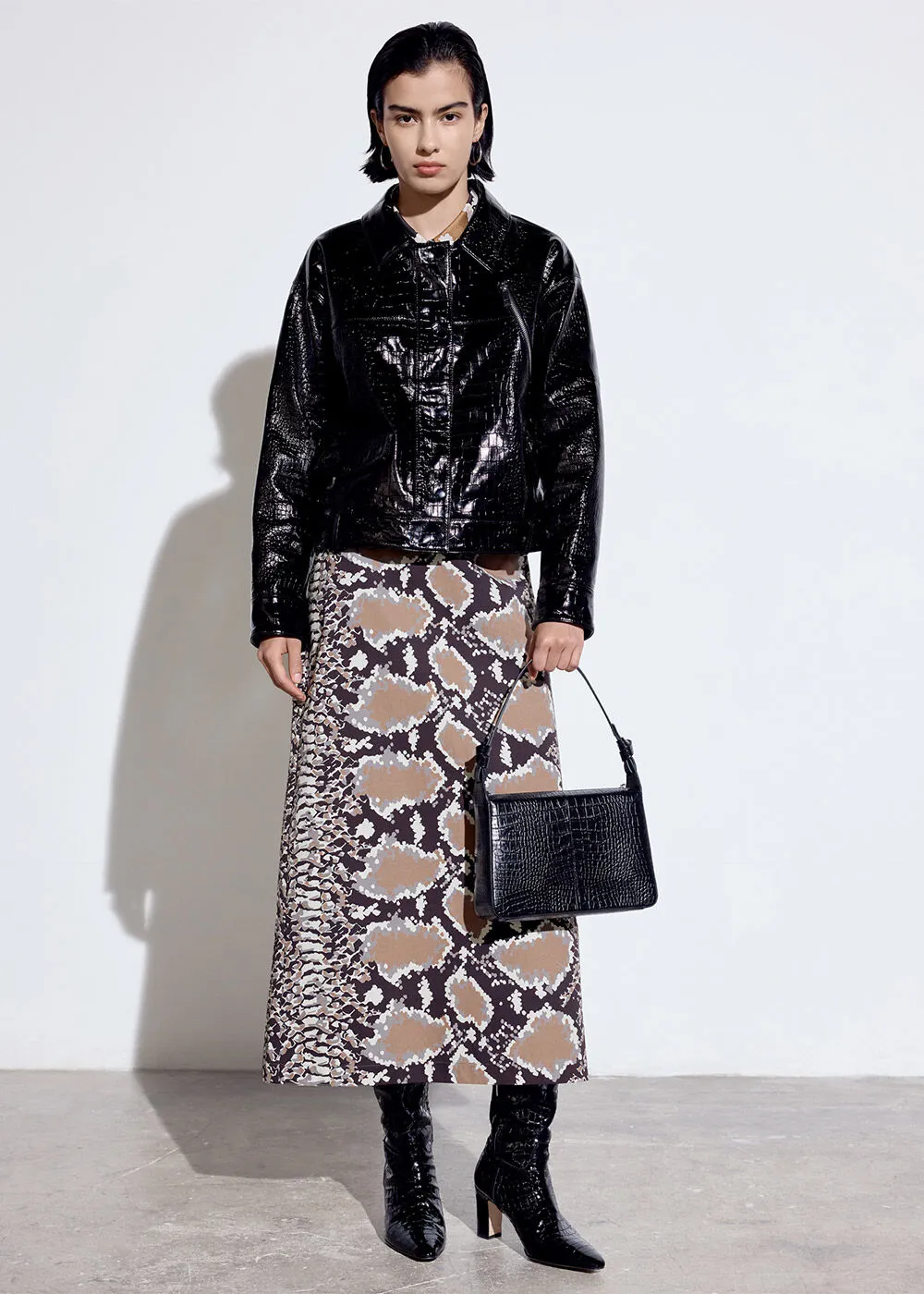 Snake Print Snake Print Midi Skirt