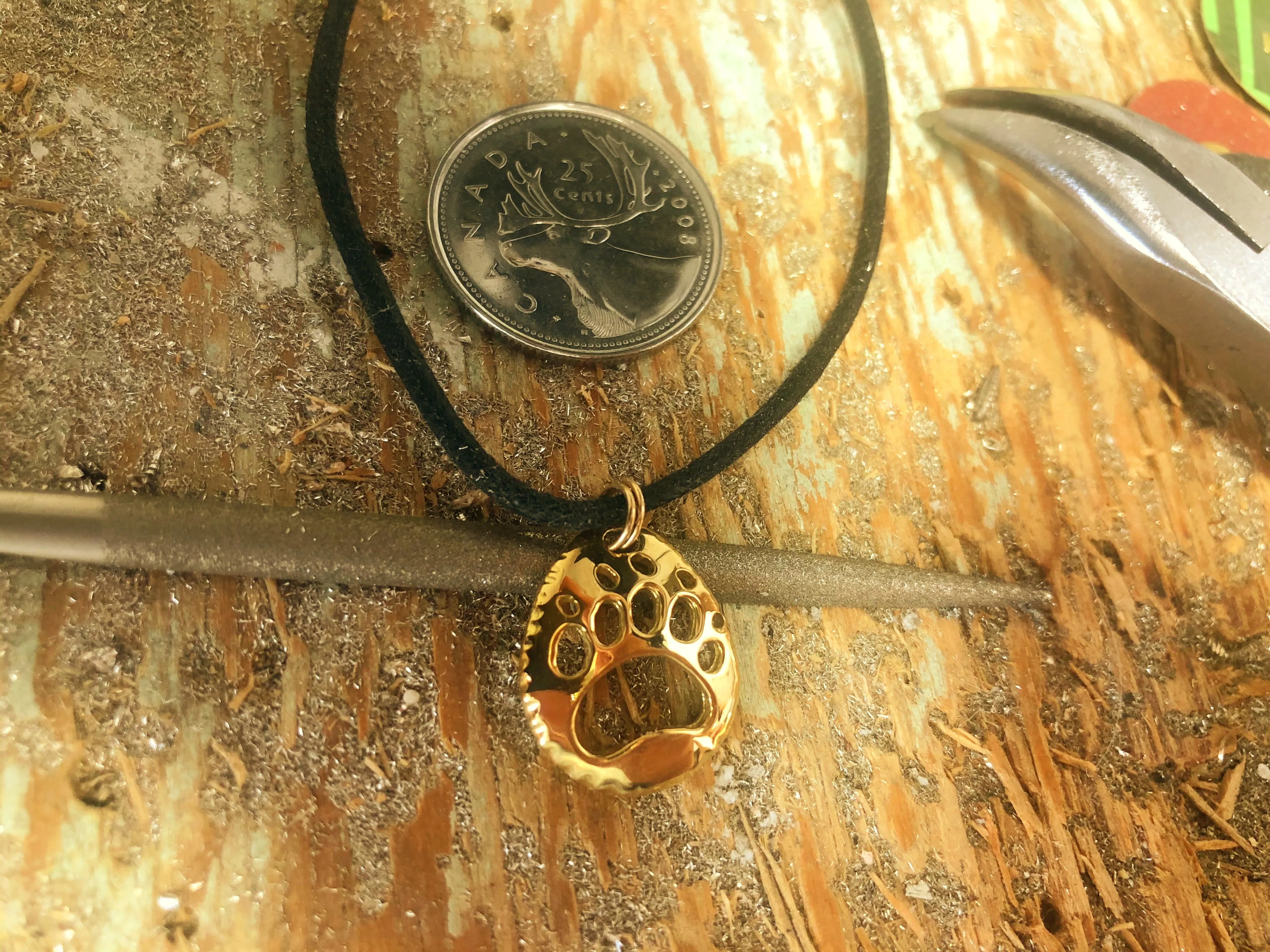 Solid 18kt Polar Bear Track pendant