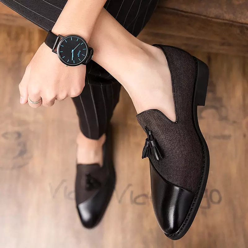 Spring Glamorous Leather Men's Suit Loafers