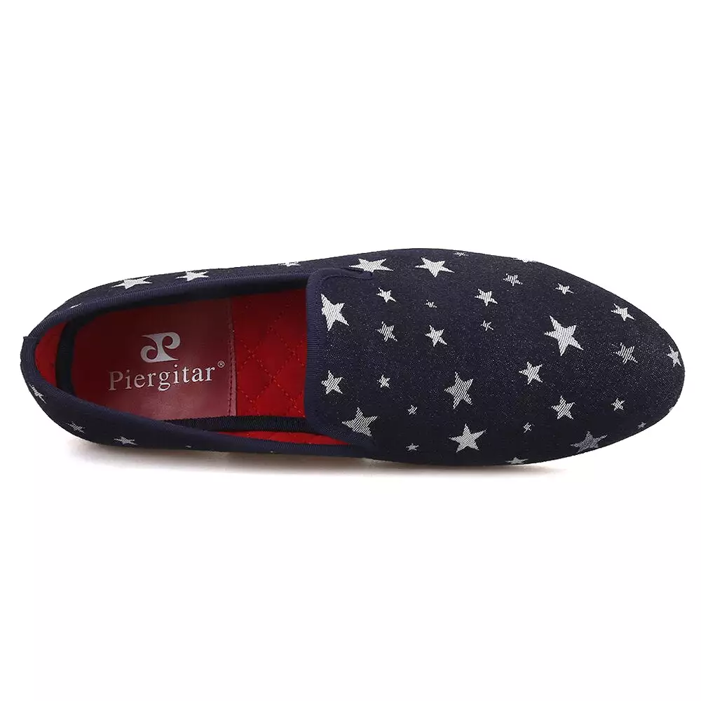 Star printed navy blue color men loafers