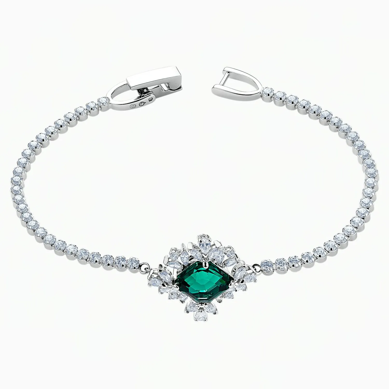 Swarovski PALACE BRACELET, Green, Rhodium Plated, M -5498835