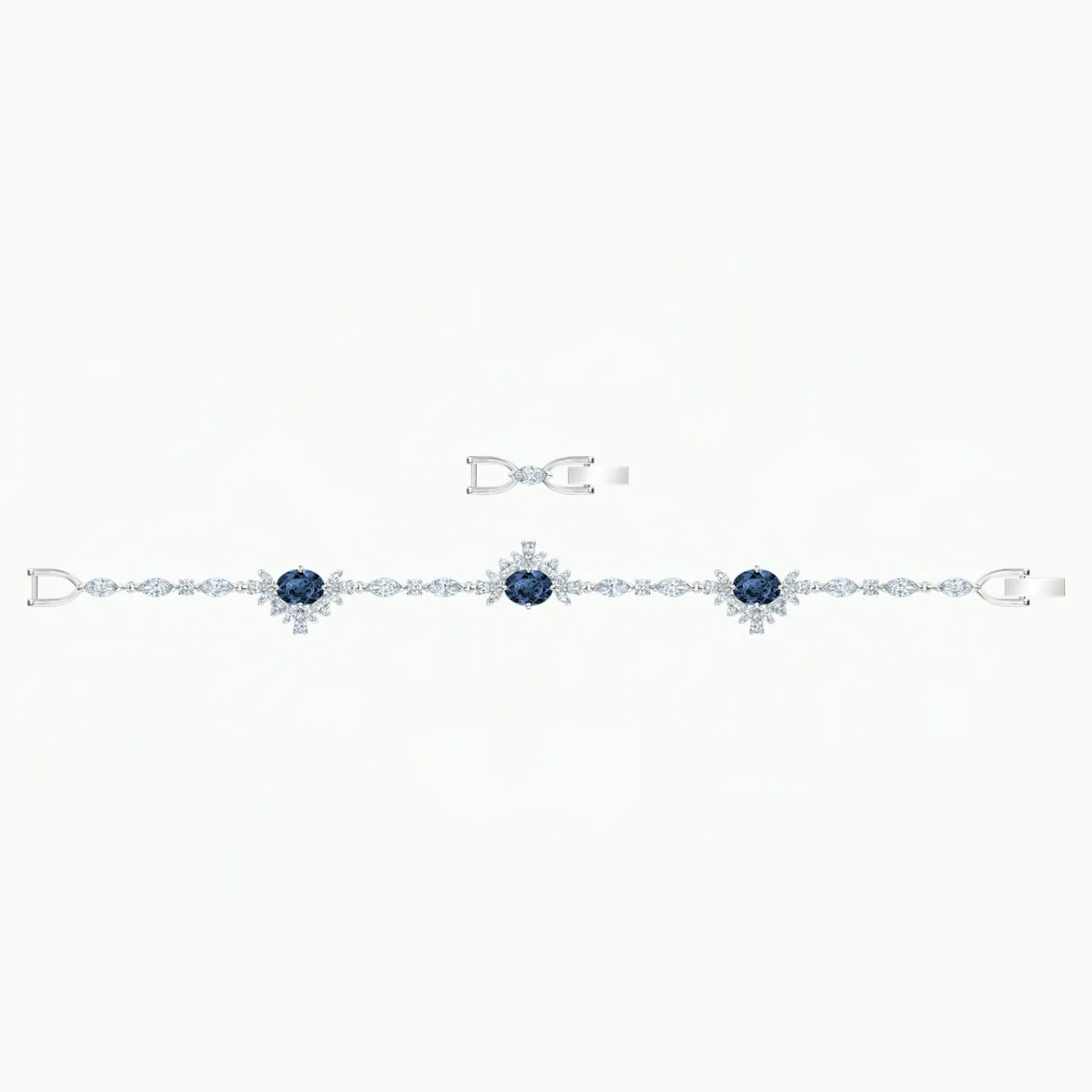 Swarovski PALACE BRACELET, White-Blue, Rhodium Plated, M -5498828