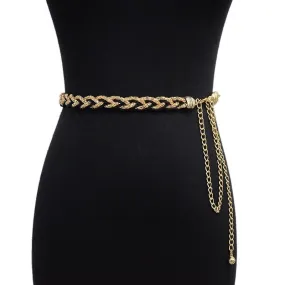 Sweet Metal Chain Braided Thin Waist Chain