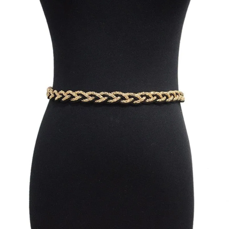 Sweet Metal Chain Braided Thin Waist Chain