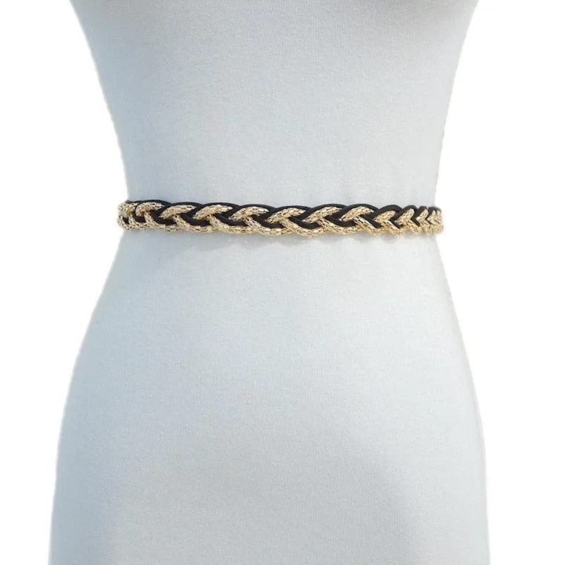 Sweet Metal Chain Braided Thin Waist Chain