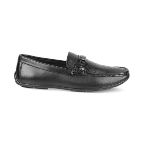 The Abia Black Men's Leather Driving Loafers Tresmode