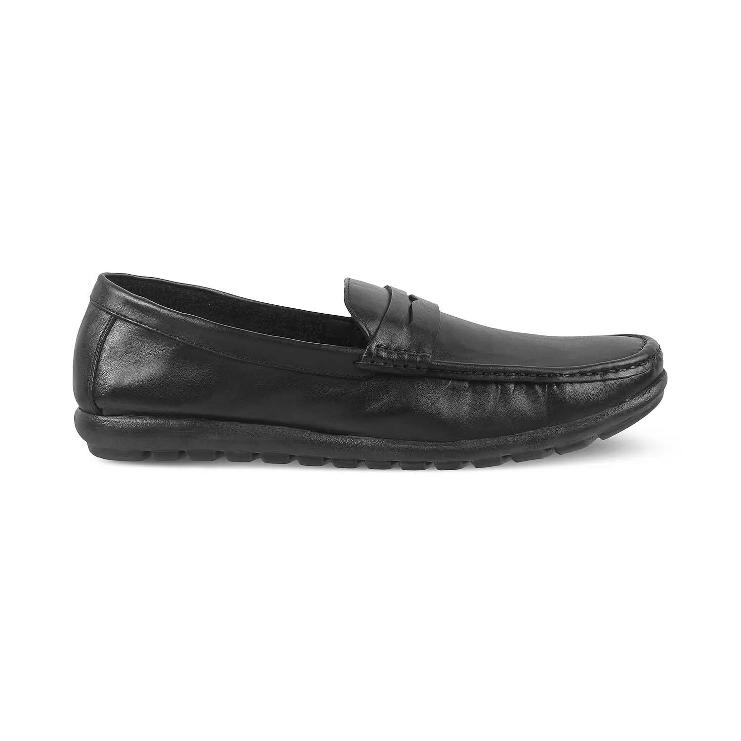 The Argento Black Men's Leather Loafers Tresmode