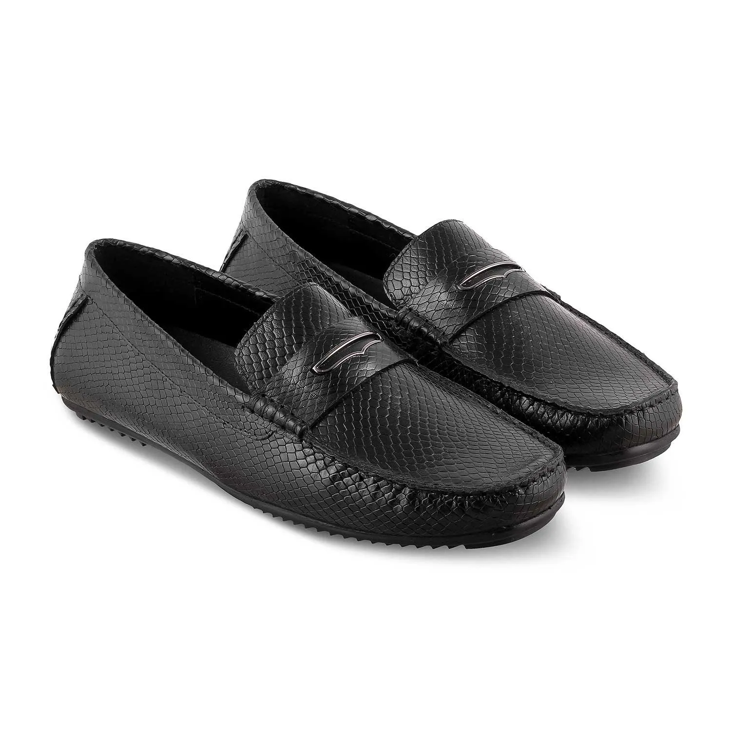 The Astro Black Men's Leather Loafers Tresmode