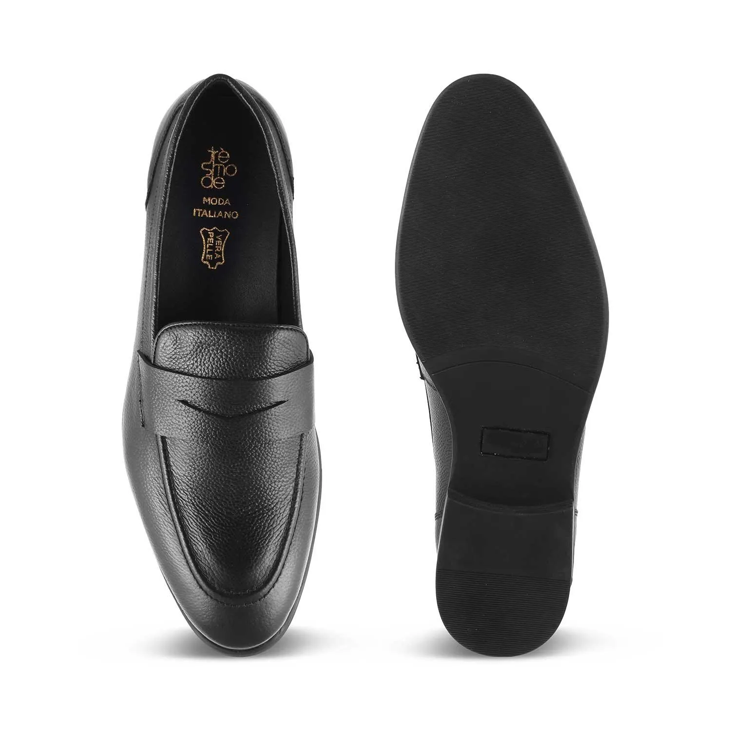 The Paris Black Men's Leather Penny Loafers Tresmode