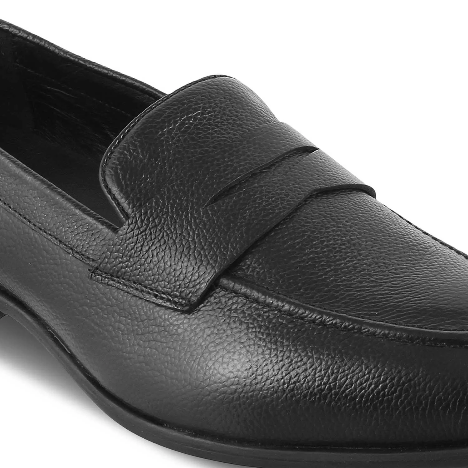 The Paris Black Men's Leather Penny Loafers Tresmode