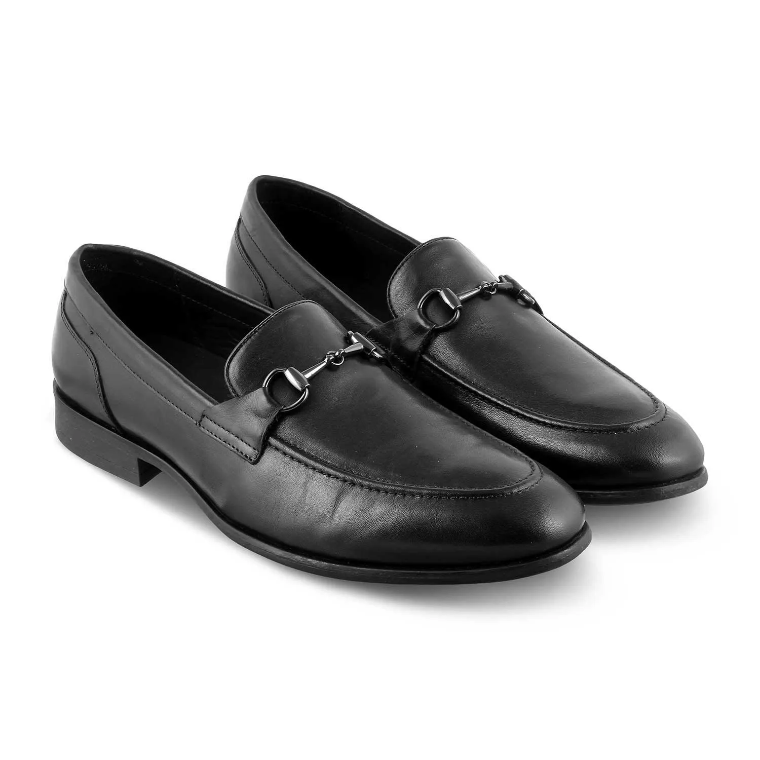 The Pierre Black Men's Leather Horse-Bit Loafers Tresmode