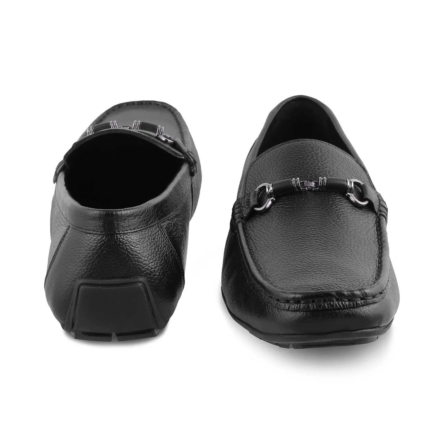 The Robuk Black Men's Leather Driving Loafers Tresmode