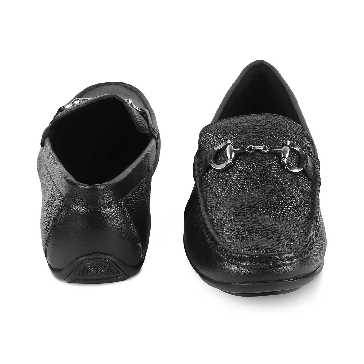 The Rosee Black Men's Leather Driving Loafers Tresmode