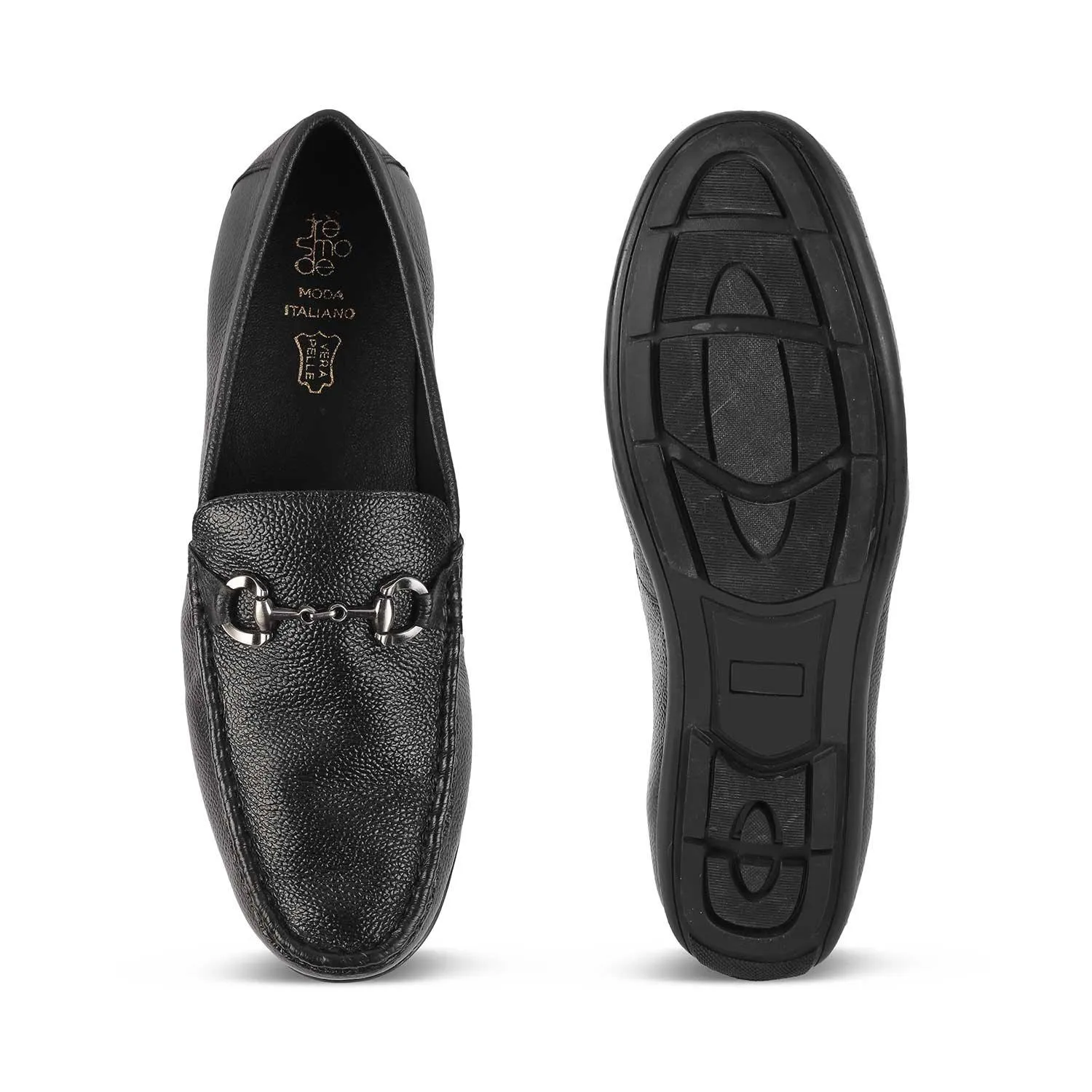 The Rosee Black Men's Leather Driving Loafers Tresmode