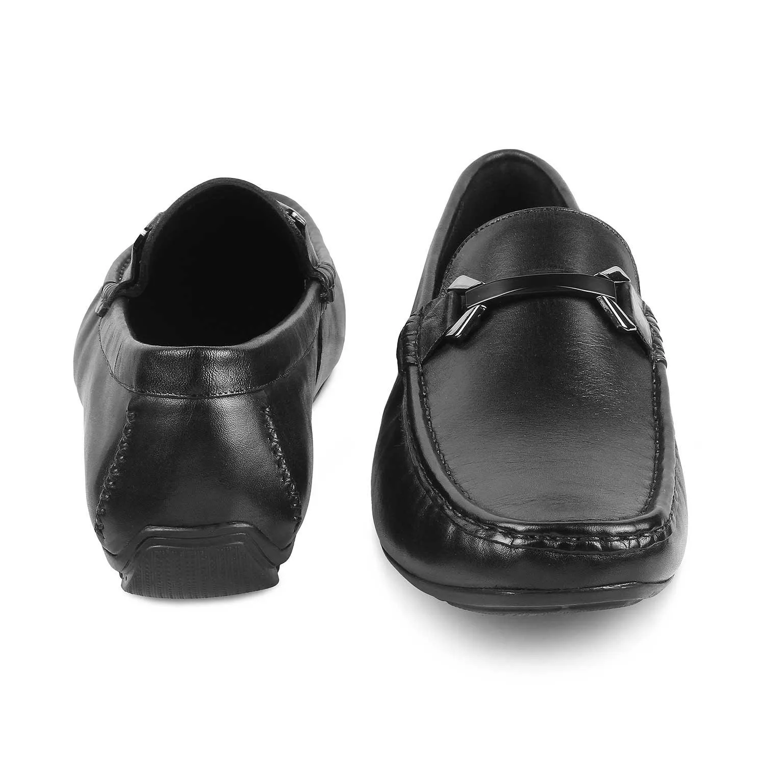 The Sobuck Black Men's Leather Driving Loafers Tresmode