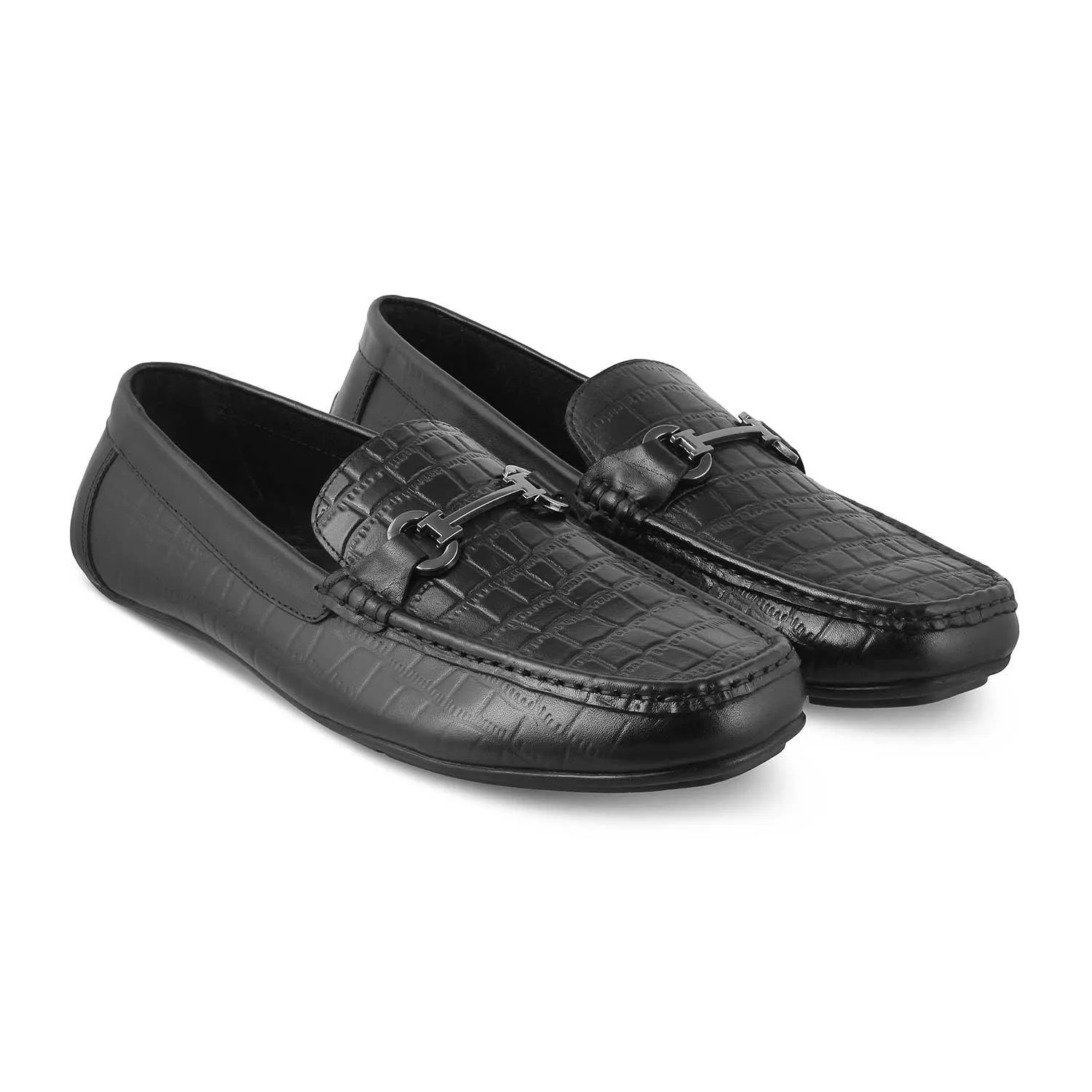 The Yoxile Black Men's Leather Driving Loafers Tresmode