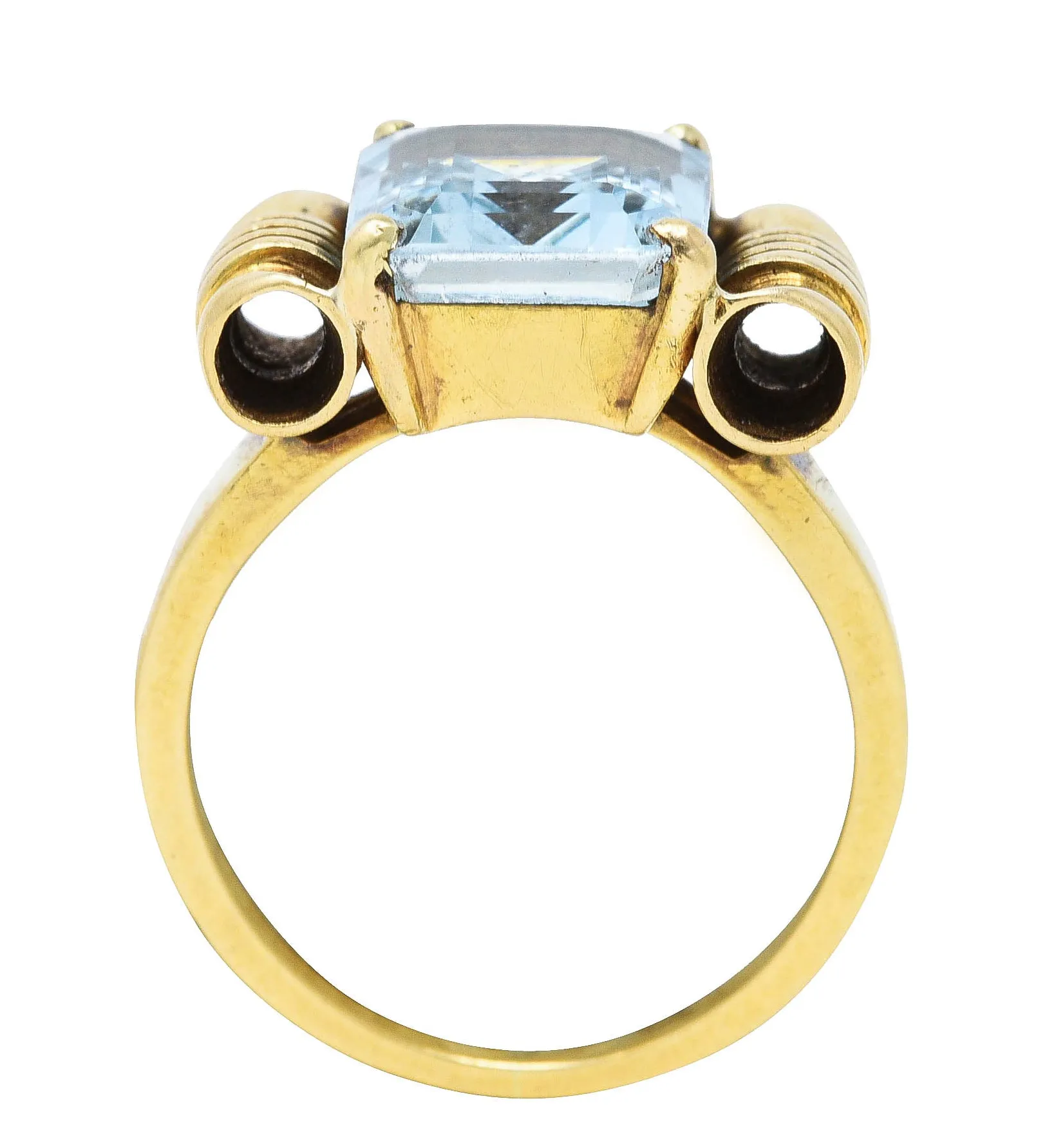 Tiffany & Co. Retro 3.70 CTW Aquamarine 14 Karat Yellow Gold Ring