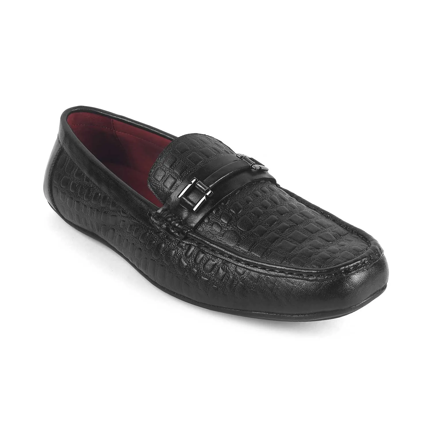 Tresmode Camil Black Men's Leather Driving Loafers