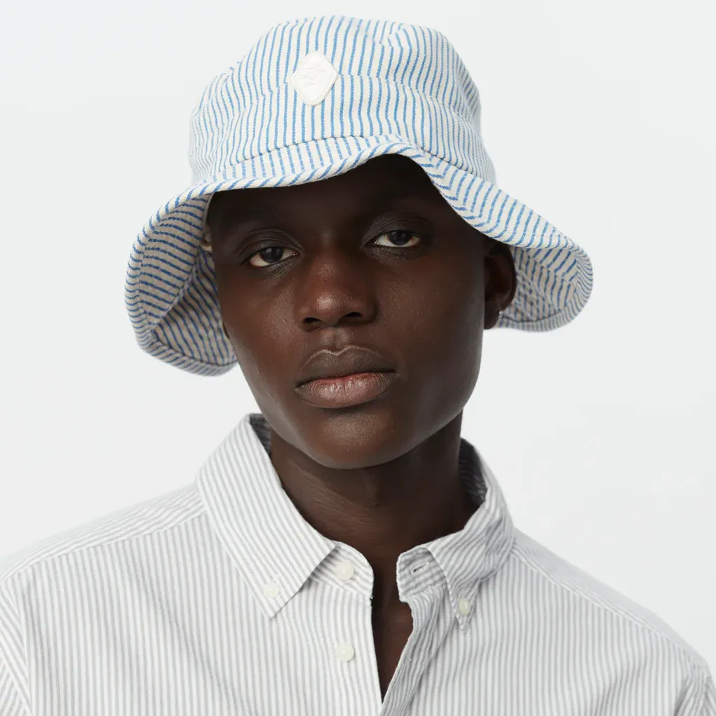 Twill Fisherman's Hat (Ivory + Palace Blue)