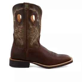 'Twisted X' Men's 11 Ruff Stock Western Square Toe - Brown