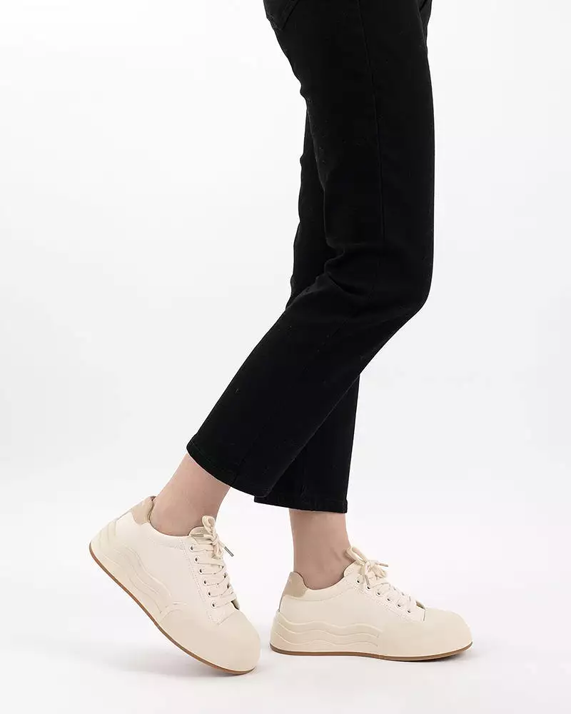 Two Tone Low Top Breathable Platform Sneakers