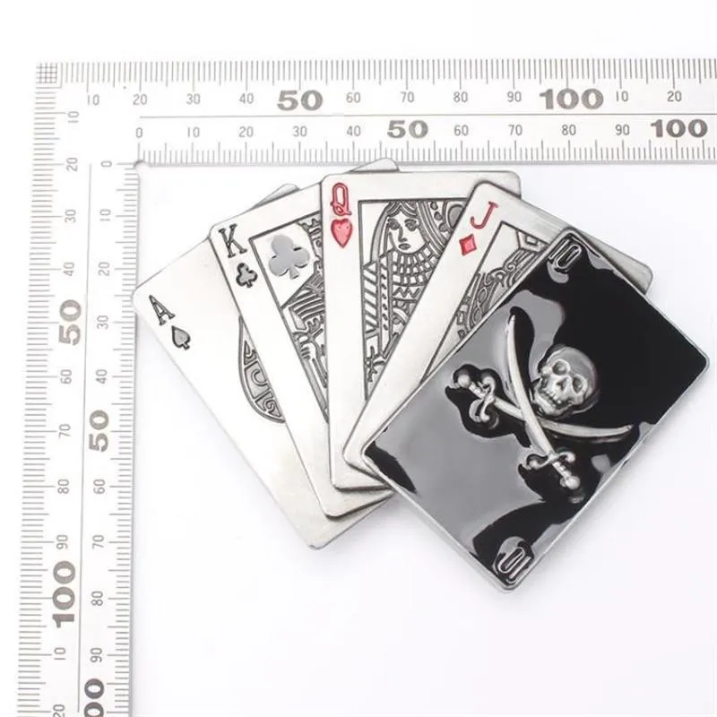 Unisex Rock Style Lucky Poker Gamble Metal Buckle Playing Card Belt