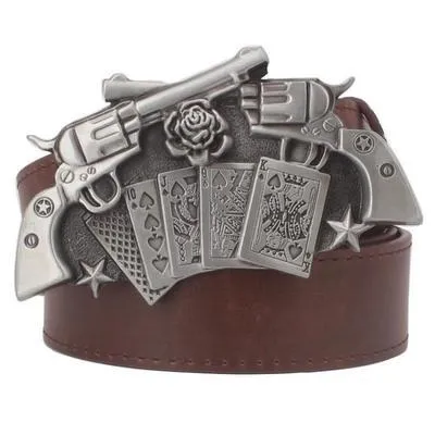 Unisex Rock Style Lucky Poker Gamble Metal Buckle Playing Card Belt