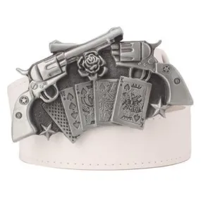 Unisex Rock Style Lucky Poker Gamble Metal Buckle Playing Card Belt